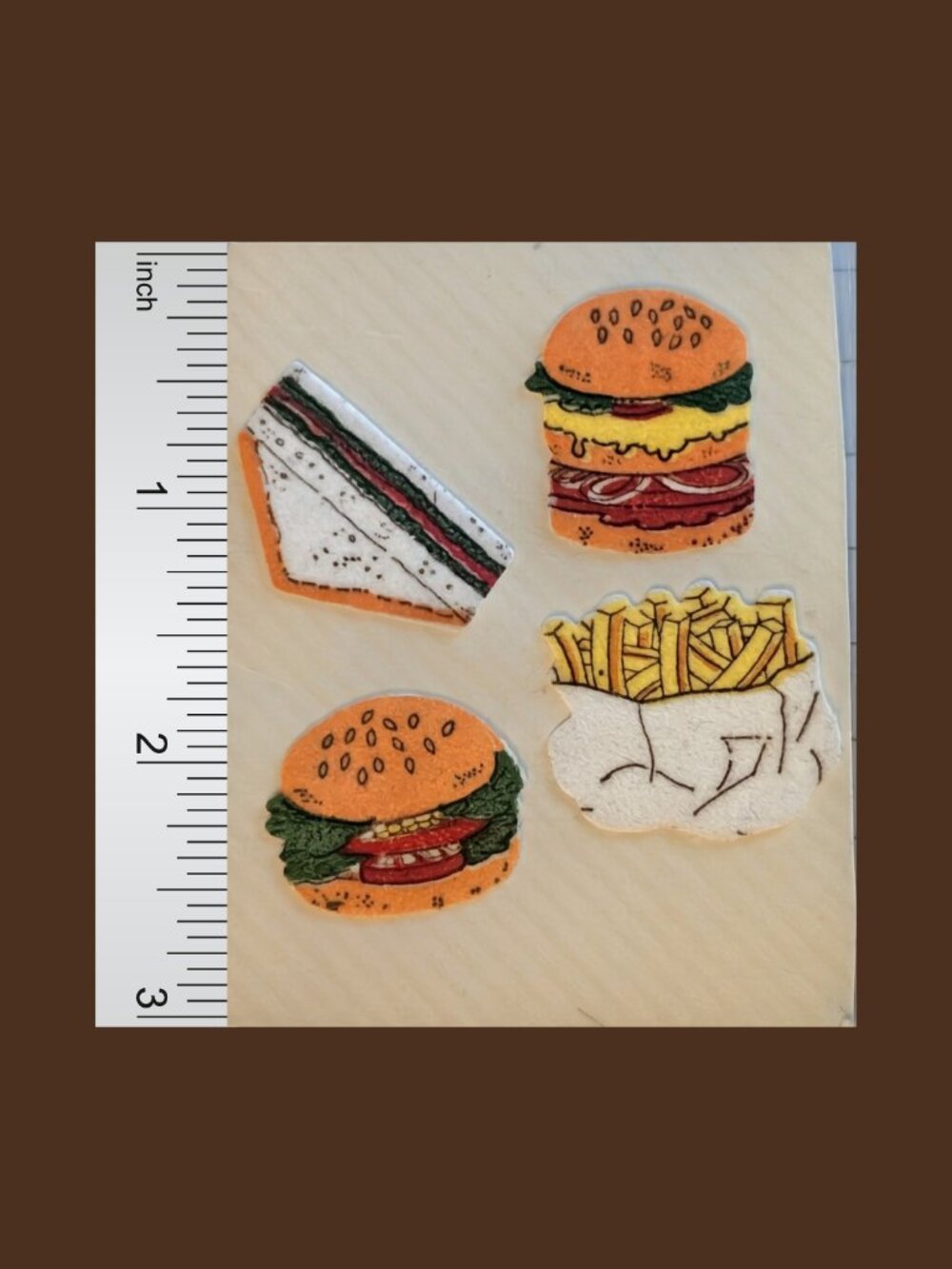 Vintage 80s Used Great 7 Fuzzy Fast Food Stickers (Like Sandylion)